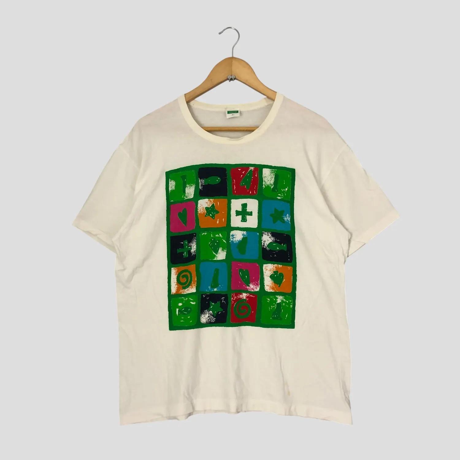 Benetton Colorful Print T Shirt Size M